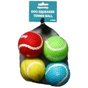 Wholesale - 4PK SQUEAKY DOG TENNIS BALL ASSTD COLORS C/P 36, UPC: 195893242122
